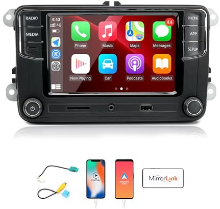 LIAMORFE Bluetooth Autoradio, CarPlay Android Auto mit AUX BT AM FU USB Touchscreen GPS Radio für VW Golf RCD330 Plus 5 6 Jetta MK5 MK6 CC Tiguan Passat Polo Noname 6RD 035 187B MIB RCD340G