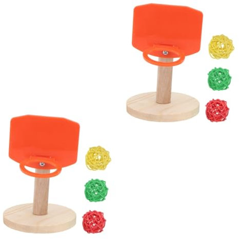 BESPORTBLE 2juegos Juguete De Entrenamiento para Pájaros Canasta De Baloncesto Accesorio Educativo para Mascotas Estimula Ejercicio y Desarrollo Mental Color Aleatorio
