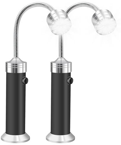 MODOAO 2 Pack 360 Grad Verstellbare BBQ LED Grill Lichter mit Magnetischer Basis und 9 LED Birnen, Batteriebetrieben, Outdoor Grill Lichter für Outdoor Camping, Picknick, Garage