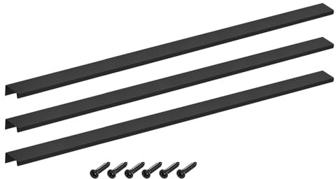 QUARKZMAN Schrank Finger Kante Zug 3Stk 600mm/23.62 Aluminium Legierung Rückseite Montage Versteckt Schrank Zieht Verdeckter Griff für Zuhause Küche Schublade Schrank Schwarz