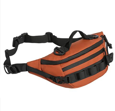 Taktische Herren-Bauchtasche für den Alltag, wasserdichtes Membranmaterial, Angeln, Hüfttasche, Reißverschlusstaschen für Fliegenfischen, Reisen, Outdoor, Laufen, Jagd, Orange/Abendrot im
