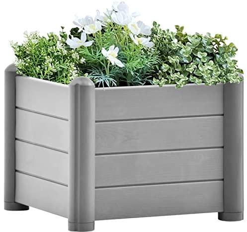 ZEYUAN Garten-Hochbeet, Palettenrahmen, Hochteich, Gemüsebeet, Kräuterregal Balkon, Blumenbeet, Kräuterspirale, Tomatenbeet, Pflanzhochbeet, PP Stein Grau 43x43x35 cm