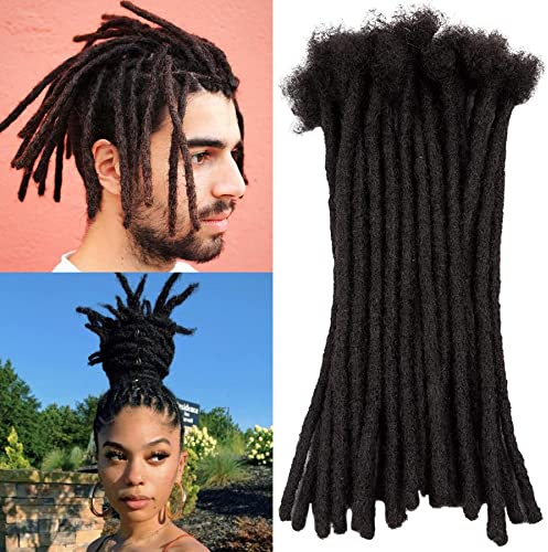 TAOYEMY Dreadlock Extension 8 inch 50 Strands 100% Real Human Hair Afro Kinky Dreadlock Extensions for Man/Women (1B, 0.6cm-8inch-50 pieces)