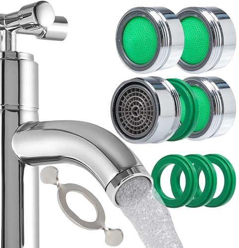 Livaia Wasserhahnfilter Kit – Strahlregler M24 aus Messing & Edelstahl, Siebeinsatz gegen Spritzer, Wassersparer für Küche & Bad, Wasserhahn Aufsatz, leicht zu installieren