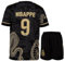 KISRAS R. Madrid Mbappe #9 Retro Goldener Schwarzer Drache Limitierte Sonderedition Seltenes Fußball Kinder Trikot Shorts Set Jugendgrößen (Schwarz,176)