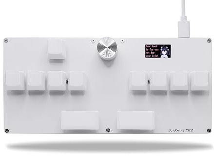 BTXETUEL SayoDevice CM51 Rapid Trigger Tastatur für OSU!、djmax... Rhythmusspiel mit Outemu Hall magnetischen linearen Schaltern mit Drehknopf benutzerdefiniert programmierbare Tastatur (weiß-OUTEMU