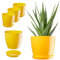 KADAX Blumentopf, Pflanzkübel-Set mit Untersetzer, Blumenkübel aus Kunststoff, runder Pflanztopf für Innenbereich, Übertopf für Blumen und Zimmerpflanzen, Kräutertopf (Set 3: 28cm, Gelb)