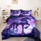 CCoutueChen Pferde-Bettwäsche-Set, Queen-Size-Größe, violette Pferde, Bettdecken-Set für Kinder, Teenager, Galaxie, Wildtier-Bettwäsche-Set, Bauernhaus, Schlafzimmer, Dekor, Steppdecken-Set 3-teilig