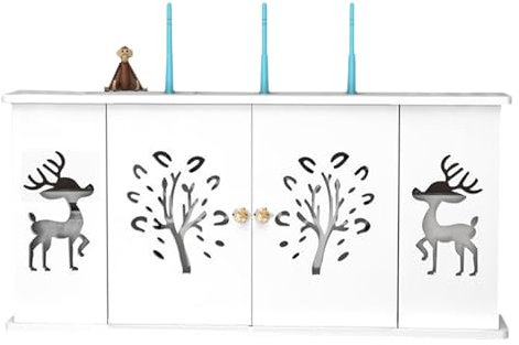 Irtyif Wifi Router Storage Box,Router Shelf,Wall Mounted Router Box,Creative Socket Shielding Wire Finishing Wire Box with Cabinet Door,Decorative Floating Shelf Wifi Router Box for Home And Office