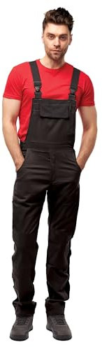 strongAnt Herren-Arbeits-Latzhose Berlin Pro mit Taschen – Robuste Latzhose für Handwerk und Bau - Schwarz, Gr. 60