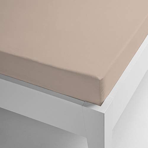 Miracle Home. Spannbettlaken aus 100% gebürsteter Mikrofaser, elastisches Spannbettlaken mit Anti-Peeling-Effekt. 90X200. Bett 90. Beige