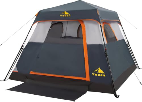 Toogh Camping Tent for 3/4 Person/6 Person Quick Cabin Tent with Instant Set Up Weatherproof Tent Easy Quick Set Up and Set Up in 60 Seconds with Rain Cover Backpack for