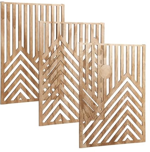 BUTORY 3Pcs Wood Wall Art Decor Wall Sculpture Decor Openwork Wood Wall Ornament Easy to Hang Timber Wall Artwork Easy to Install Handcrafted