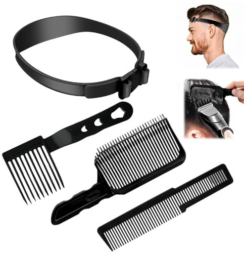 Miioto Haarschneidekamm Übergang, 4 Stück Haare Schneiden Übergang, Haarschneide Schablone, Übergang Kamm, Haarschneidehilfe, Curved Silicone Haircut Band, Compatible with All Hair Clippers