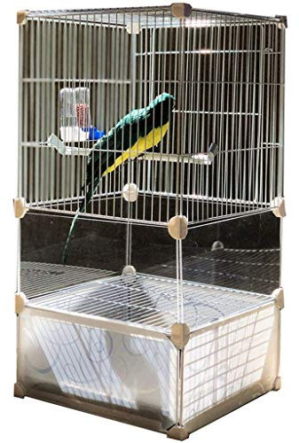 Solide weiße dekorative Vogelkäfige Eisen Papageienkäfig mit transparentem Standfuß Bar Waterer Feeder