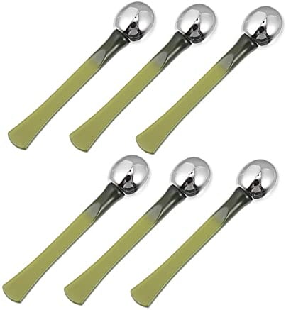 6 Stück Augencreme Applikator aus Metall für Frauen | Kompakt Tragbar, Grüne Ausführung, zur Anwendung Unterwegs, für Tasche und Handtasche