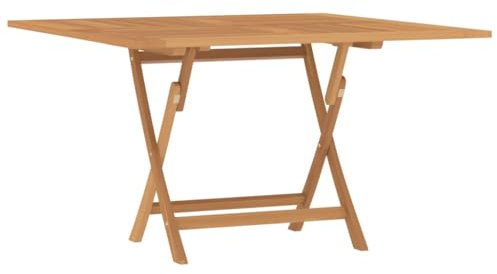 Kangqiling Gartentisch, klappbar, grau, 110 x 110 x 75 cm, Massivholz, Teak, Braun, 362616