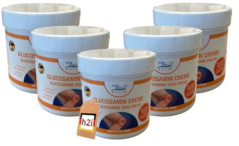 h2i Glucosamin Creme | 5 x 250 ml | wohltuende und pflegende Hautpflege mit Olivenöl Sheabutter Arnika & Campher