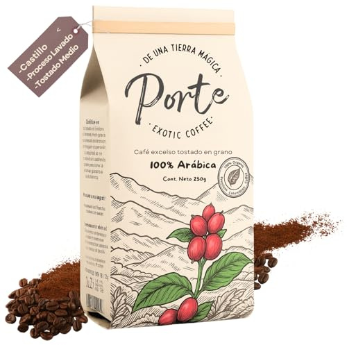 Café de Especialidad en Grano 100% Arábica Castillo Natural Lavado Tueste Medio Proceso Lavado Notas Cítricas Chocolate Caramelo Cultivo Sombra Sierra Nevada Aroma Intenso Perfil Equilibrado 250g