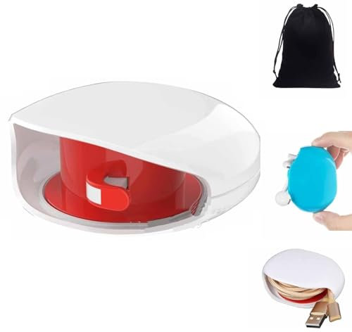 Aboutabsent Automatic Cord Reel, Retractable Cord Organizer, 2025 New Horizontaln Automatic Cable Organizer, for USB, Headphone, Data Cables, No More Tangled Cords (White)