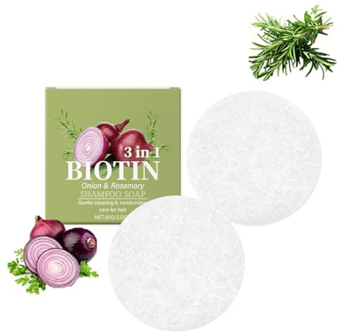 Onion Shampoo Bar, Zwiebel Rosemarin Shampoo Bar, Onion Rosmarin Haarseife, Reinigung & Haarpflege FüR Weiches, GläNzendes Und Gesundes Haar, Geeignet FüR Alle Haartypen (2PC)