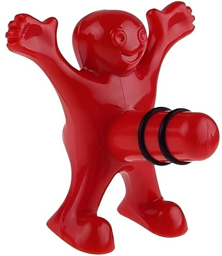 Kreativer Flaschenverschluss Set, Happy Man Weinöffner, Korkenzieher mit Stopper und Ausgießer, Barzubehör für Zuhause, Rot