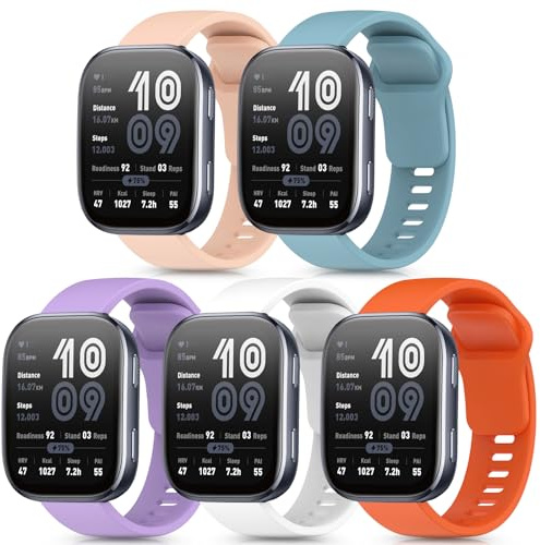 CHULN 5 Stücks Armbänder für Amazfit Bip 6 Armbänd, 22 mm Silikon-Sportarmbänder, Kompatibel mit Amazfit Bip 5 Ersatzarmband
