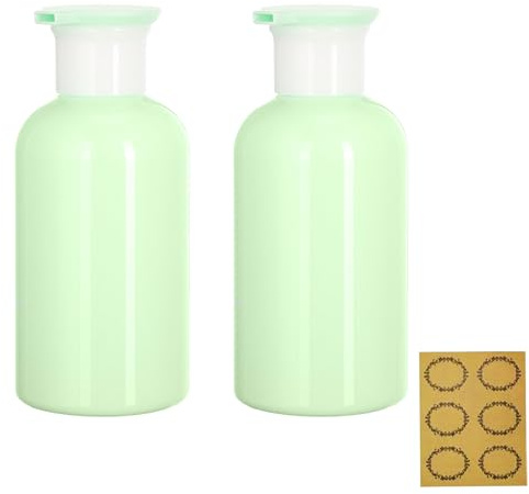 2Pcs, 300ML Empty Plastic Pump Bottles Dispenser - Apstaqeoo Portable BPA-Free Cylinder Shampoo Lotion Hand Pump Bottle Durable Body Wash Liquids Refillable Containers for Kitchen Bathroom (Green)