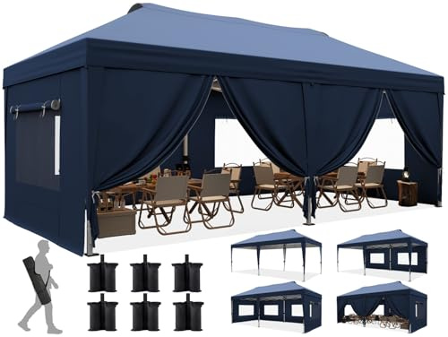 Quictent Faltpavillon 3x6m wasserdicht | Gartenpavillon, mit Seitenwänden, UV-Schutz 50+, Tragetasche inkl, Stahlrahmen, einfacher Aufbau, Wasserdicht UV-beständig