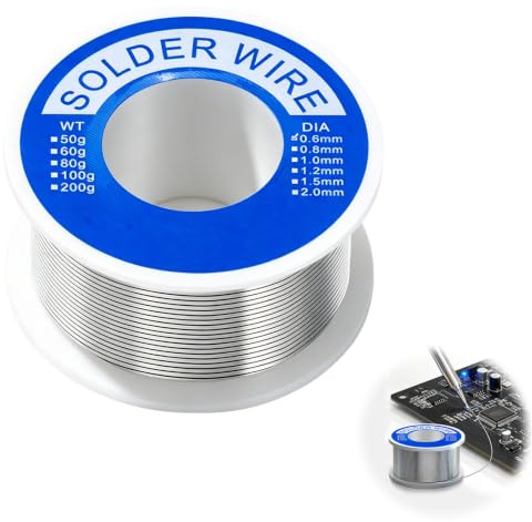 Alambre de Soldadura 0.6mm 100g | Estaño de soldadura Electrónica con núcleo de colofonia Estaño Soldador para Reparación y Componentes Electrónicos