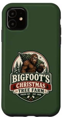 Hülle für iPhone 11 Lustiger Bigfoot's Weihnachtsbaum Bauernhof Humor Retro Used-Look