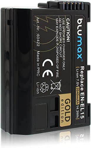 Blumax Gold Edition batteria sostituisce Nikon EN-EL15 EN-EL15a EN-EL15b EN-EL15c 2040mAh compatibile con Nikon D780 D850 Z6 Z7 Z6-II Z7-II - 7,0V 14,3Wh
