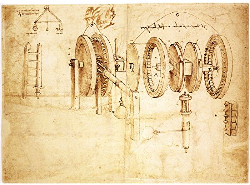 Meishe Art Leonardo da Vinci, Poster, Kunstdruck, Wandkunst, Skizze, Zahnräder, Hygrometer, Kran, Leiter, Codex Atlanticus von Leonardo da Vinci, Reproduktion