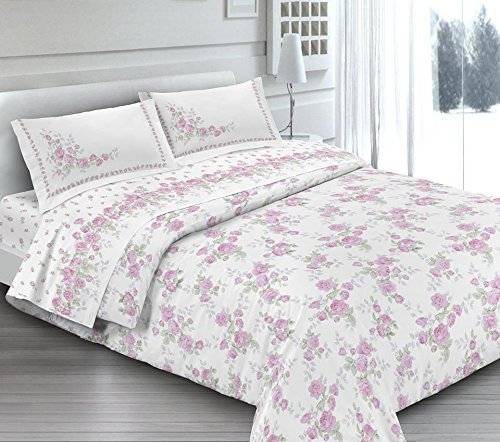 Biancheria&Casa Copritutto Telo Arredo in Cotone Made in Italy Fantasie Assortite Una Piazza Cloe-Rosa