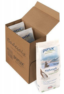 purux Totes Meer Salz Badesalz Naturweiß 3x 1kg nachhaltig verpackt mit Gratis Clipko