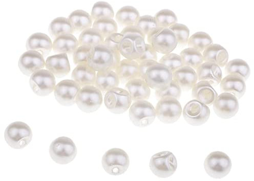 Sharplace 50 pcs Broschenknöpfe für Kleidung, Kunstperlenknöpfe ohne Nähen, Perlendekorationsknöpfe, Jeansknopfstifte,Strickjacken, DIY Dekoration, 10 mm-Kunststoff