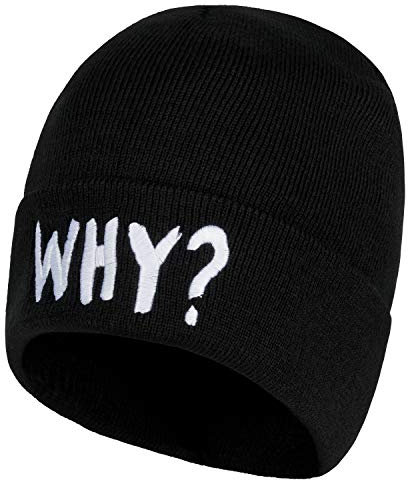 rumandrocket Beanie Mütze “WHY?” Strickmütze Wintermütze Spruchmütze