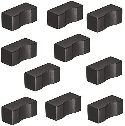 Gedotec Möbelknopf Edelstahl schwarz Schrank-Knopf mit Griff-Mulde für Schublade - H10056 | Edelstahl Möbelgriff Küche 20 x 30 mm | Design-Knopf eckig | 10 Stück - Möbel-Knäufe mit Möbelschrauben
