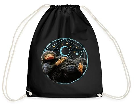 Spreadshirt Phantastische Tierwesen Niffler mit Münze Geschenk Turnbeutel, One size, Schwarz