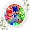 Für den Geburtstag ein Tortenbild, Zuckerbild mit dem Motiv: PJ Masks, Essbares Foto für Torten, Tortenbild, Tortenaufleger Ø 20cm ESSPAPIER PJ Masks T13