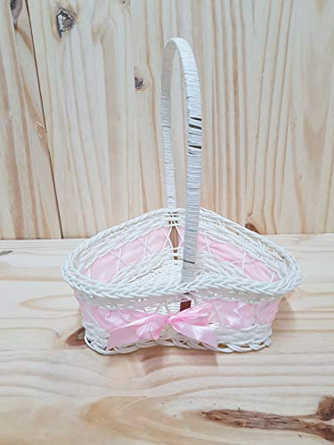 Panier en forme de cœur avec ruban pour x 1 (rose, grand)