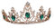 Lurrose Brautkrone Vintage Smaragd Prinzessin Tiara Gold Feststellkrone für Hochzeit Party