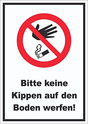 Bitte keine Kippen auf den Boden werfen Aufkleber A6 (105x148mm)