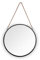 Miroir mural rond Taira, avec cadre en métal noir de 40 cm de diamètre et corde de suspension