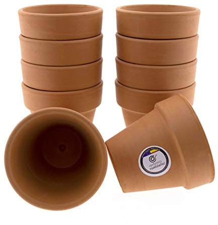 CÉRAMIQUE RAMBLEGNE | Pots de terre en argile rouge | Pots décoratifs | Lot de 10 pots en terre cuite rouge | 9,5 x 9,5 x 9,5 cm