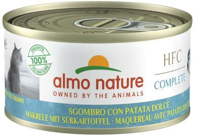 Almo Nature – HFC Complete – Makrele mit Süßkartoffel – Nassfutter für ausgewachsene Katzen, 24 Packungen à 70 g