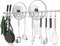 OKEPOO Kitchen Rail with Hooks, 30 Utensil Hanger with 15 Pcs Noiseless Sliding Hooks, Organizer Storage Holder Wall Mounted for Bathroom/Bedroom, 304 Stainless Steel, Silver