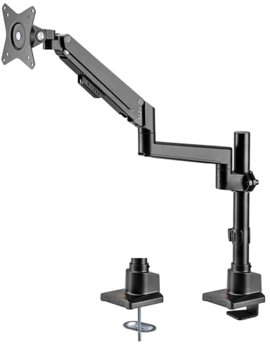 my wall HL51-1L, Monitor Halterung für 1 Bildschirm, Monitor Arm, 17-32 Zoll, Bildschirmhalterung, mit Gasdruckfeder, VESA Tischhalterung, Belastung bis 7 kg