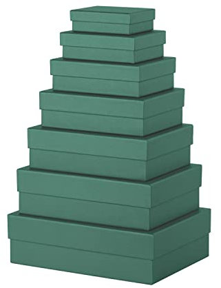 Rössler Papier 13411453520 - Boxline Geschenkbox mit Deckel, 7er Set Geschenkschachteln, Opal, Kartonagen rechteckig