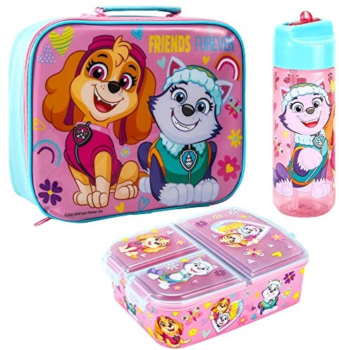 Zawadi Global Paw Patrol Kids Childrens Lunch Box Set – Insulated Lunch Bag, Multicompartment Lunch Box & 540ml Water Bottle - School Travel Lunch Food Set, BPA Free